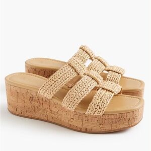 J. Crew Women's Cream Woven Wedge Sandals